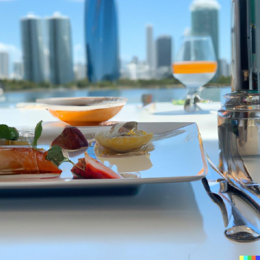 Delicious Food and the Skyline of Miami.