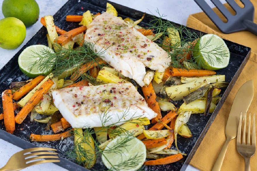 Fish salad with delicious fish and carrots