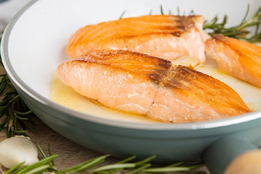 Pollock fillet in the frying pan