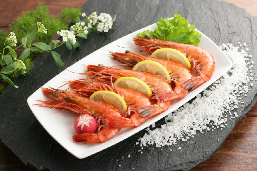 Shrimp beautifully arranged on a plate